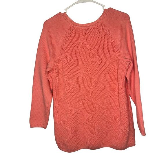 Talbots Plus Pointelle Raglan Sweater Salmon Rose Women’s Size X - Picture 5 of 5